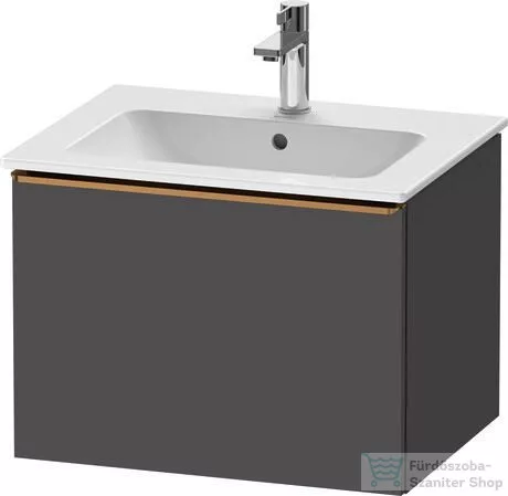 Duravit D-NEO 61x46,2 cm-es, 1 fiókos függesztett szekrény szálcsiszolt bronz fogantyúval, 233663XXX mosdóhoz, matt grafit DE4261004490000