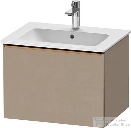 Duravit D-NEO 61x46,2 cm-es, 1 fiókos függesztett szekrény szálcsiszolt bronz fogantyúval, 233663XXX mosdóhoz, matt len DE4261004750000