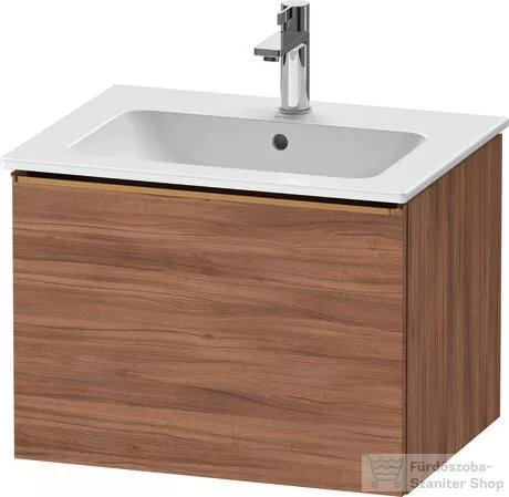 Duravit D-NEO 61x46,2 cm-es, 1 fiókos függesztett szekrény szálcsiszolt bronz fogantyúval, 233663XXX mosdóhoz, matt dió DE4261004790000