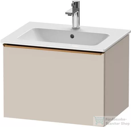 Duravit D-NEO 61x46,2 cm-es, 1 fiókos függesztett szekrény szálcsiszolt bronz fogantyúval, 233663XXX mosdóhoz, matt taupe DE4261004910000