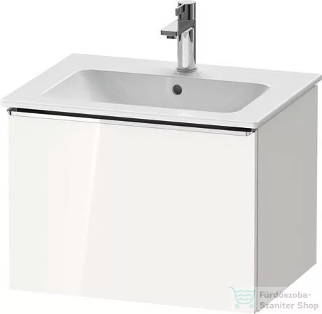 Duravit D-NEO 61x46,2 cm-es, 1 fiókos függesztett szekrény króm fogantyúval, 233663XXX mosdóhoz, fényes fehér DE4261010220000