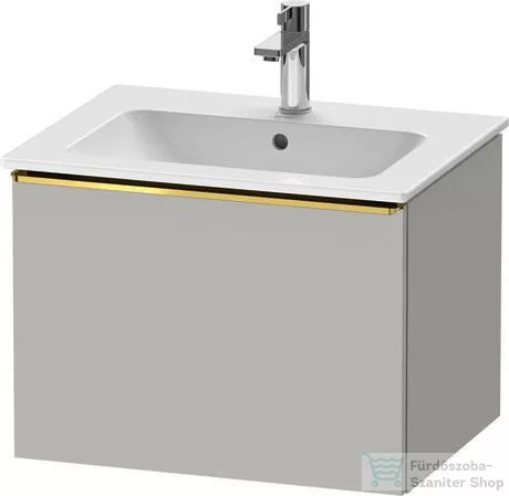 Duravit D-NEO 61x46,2 cm-es, 1 fiókos függesztett szekrény polírozott arany hatású fogantyúval, 233663XXX mosdóhoz, matt betonszürke DE4261034070000