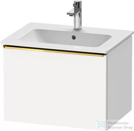 Duravit D-NEO 61x46,2 cm-es, 1 fiókos függesztett szekrény polírozott arany hatású fogantyúval, 233663XXX mosdóhoz, matt fehér DE4261034180000