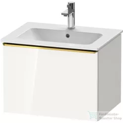   Duravit D-NEO 61x46,2 cm-es, 1 fiókos függesztett szekrény polírozott arany hatású fogantyúval, 233663XXX mosdóhoz, fényes fehér DE4261034220000