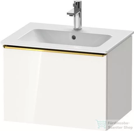 Duravit D-NEO 61x46,2 cm-es, 1 fiókos függesztett szekrény polírozott arany hatású fogantyúval, 233663XXX mosdóhoz, fényes fehér DE4261034220000