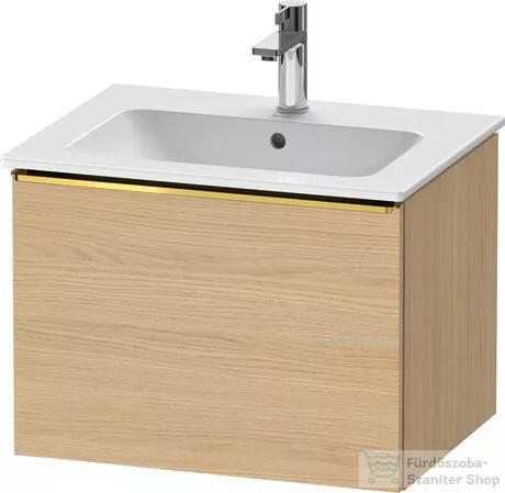 Duravit D-NEO 61x46,2 cm-es, 1 fiókos függesztett szekrény polírozott arany hatású fogantyúval, 233663XXX mosdóhoz, natúr tölgy DE4261034300000