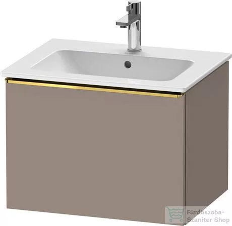 Duravit D-NEO 61x46,2 cm-es, 1 fiókos függesztett szekrény polírozott arany hatású fogantyúval, 233663XXX mosdóhoz, matt bazalt DE4261034430000