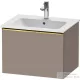 Duravit D-NEO 61x46,2 cm-es, 1 fiókos függesztett szekrény polírozott arany hatású fogantyúval, 233663XXX mosdóhoz, matt bazalt DE4261034430000