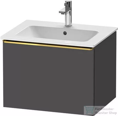 Duravit D-NEO 61x46,2 cm-es, 1 fiókos függesztett szekrény polírozott arany hatású fogantyúval, 233663XXX mosdóhoz, matt grafit DE4261034490000