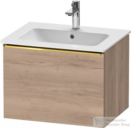 Duravit D-NEO 61x46,2 cm-es, 1 fiókos függesztett szekrény polírozott arany hatású fogantyúval, 233663XXX mosdóhoz, márványos tölgy DE4261034550000