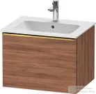 Duravit D-NEO 61x46,2 cm-es, 1 fiókos függesztett szekrény polírozott arany hatású fogantyúval, 233663XXX mosdóhoz, matt dió DE4261034790000