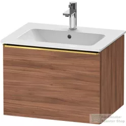   Duravit D-NEO 61x46,2 cm-es, 1 fiókos függesztett szekrény polírozott arany hatású fogantyúval, 233663XXX mosdóhoz, matt dió DE4261034790000