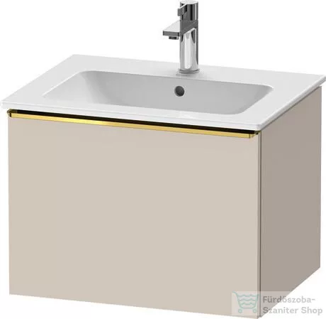 Duravit D-NEO 61x46,2 cm-es, 1 fiókos függesztett szekrény polírozott arany hatású fogantyúval, 233663XXX mosdóhoz, matt taupe DE4261034910000