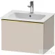 Duravit D-NEO 61x46,2 cm-es, 1 fiókos függesztett szekrény polírozott arany hatású fogantyúval, 233663XXX mosdóhoz, matt taupe DE4261034910000