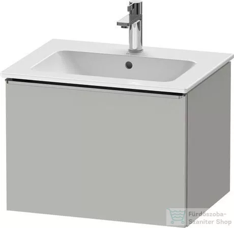 Duravit D-NEO 61x46,2 cm-es, 1 fiókos függesztett szekrény rozsdamentes acél hatású fogantyúval, 233663XXX mosdóhoz, matt betonszürke DE4261070070000