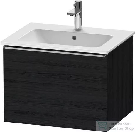 Duravit D-NEO 61x46,2 cm-es, 1 fiókos függesztett szekrény rozsdamentes acél hatású fogantyúval, 233663XXX mosdóhoz, matt fekete tölgy DE4261070160000
