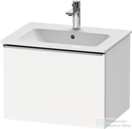 Duravit D-NEO 61x46,2 cm-es, 1 fiókos függesztett szekrény rozsdamentes acél hatású fogantyúval, 233663XXX mosdóhoz, matt fehér DE4261070180000