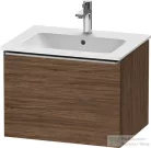 Duravit D-NEO 61x46,2 cm-es, 1 fiókos függesztett szekrény rozsdamentes acél hatású fogantyúval, 233663XXX mosdóhoz, matt sötét dió DE4261070210000