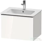 Duravit D-NEO 61x46,2 cm-es, 1 fiókos függesztett szekrény rozsdamentes acél hatású fogantyúval, 233663XXX mosdóhoz, fényes fehér DE4261070220000