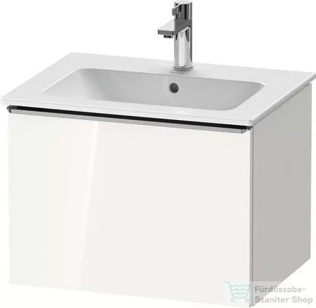 Duravit D-NEO 61x46,2 cm-es, 1 fiókos függesztett szekrény rozsdamentes acél hatású fogantyúval, 233663XXX mosdóhoz, fényes fehér DE4261070220000