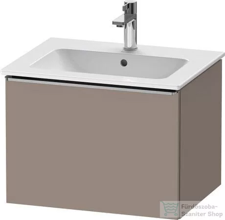 Duravit D-NEO 61x46,2 cm-es, 1 fiókos függesztett szekrény rozsdamentes acél hatású fogantyúval, 233663XXX mosdóhoz, matt bazalt DE4261070430000