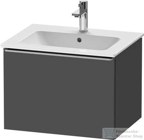Duravit D-NEO 61x46,2 cm-es, 1 fiókos függesztett szekrény rozsdamentes acél hatású fogantyúval, 233663XXX mosdóhoz, matt grafit DE4261070490000