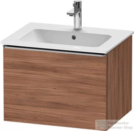 Duravit D-NEO 61x46,2 cm-es, 1 fiókos függesztett szekrény rozsdamentes acél hatású fogantyúval, 233663XXX mosdóhoz, matt dió DE4261070790000