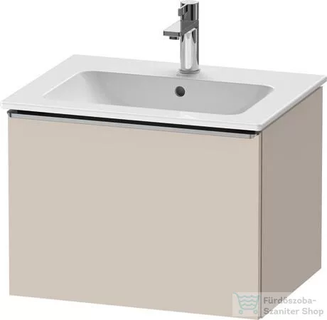 Duravit D-NEO 61x46,2 cm-es, 1 fiókos függesztett szekrény rozsdamentes acél hatású fogantyúval, 233663XXX mosdóhoz, matt taupe DE4261070910000