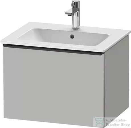 Duravit D-NEO 61x46,2 cm-es, 1 fiókos függesztett szekrény fekete fogantyúval, 233663XXX mosdóhoz, matt betonszürke DE42610BD070000