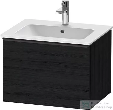 Duravit D-NEO 61x46,2 cm-es, 1 fiókos függesztett szekrény fekete fogantyúval, 233663XXX mosdóhoz, matt fekete tölgy DE42610BD160000