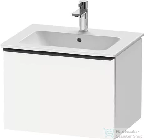 Duravit D-NEO 61x46,2 cm-es, 1 fiókos függesztett szekrény fekete fogantyúval, 233663XXX mosdóhoz, matt fehér DE42610BD180000