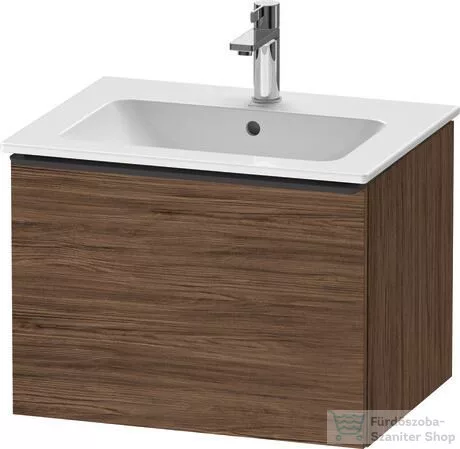 Duravit D-NEO 61x46,2 cm-es, 1 fiókos függesztett szekrény fekete fogantyúval, 233663XXX mosdóhoz, matt sötét dió DE42610BD210000