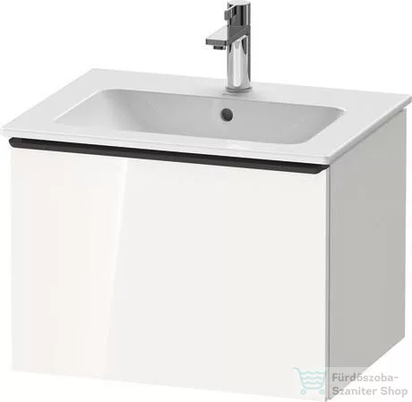 Duravit D-NEO 61x46,2 cm-es, 1 fiókos függesztett szekrény fekete fogantyúval, 233663XXX mosdóhoz, fényes fehér DE42610BD220000