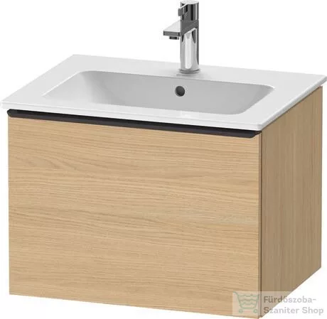 Duravit D-NEO 61x46,2 cm-es, 1 fiókos függesztett szekrény fekete fogantyúval, 233663XXX mosdóhoz, natúr tölgy DE42610BD300000