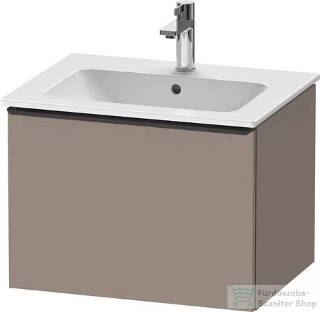 Duravit D-NEO 61x46,2 cm-es, 1 fiókos függesztett szekrény fekete fogantyúval, 233663XXX mosdóhoz, matt bazalt DE42610BD430000