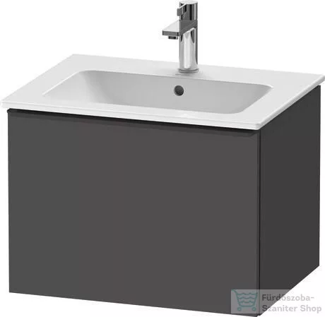 Duravit D-NEO 61x46,2 cm-es, 1 fiókos függesztett szekrény fekete fogantyúval, 233663XXX mosdóhoz, matt grafit DE42610BD490000