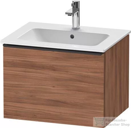 Duravit D-NEO 61x46,2 cm-es, 1 fiókos függesztett szekrény fekete fogantyúval, 233663XXX mosdóhoz, matt dió DE42610BD790000