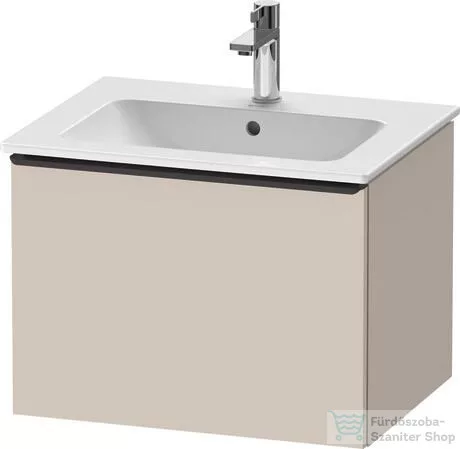 Duravit D-NEO 61x46,2 cm-es, 1 fiókos függesztett szekrény fekete fogantyúval, 233663XXX mosdóhoz, matt taupe DE42610BD910000