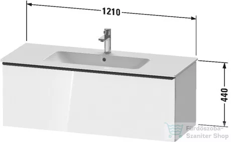 Duravit D-NEO 1210x462 mm-es 1 fiókos alsószekrény 233612,vagy 236112 mosdóhoz,White High Gloss Decor DE426402222