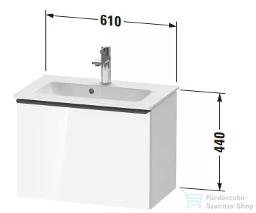 Duravit D-NEO 61x37,2 cm-es, 1 fiókos fali szekrény polírozott arany színű fogantyúval 234263XXX mosdóhoz, matt taupe DE4268034910000
