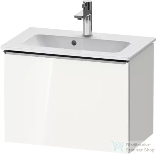 Duravit D-NEO 61x37,2 cm-es, 1 fiókos fali szekrény rozsdamentes acél színű fogantyúval 234263XXX mosdóhoz, fényes fehér DE4268070220000