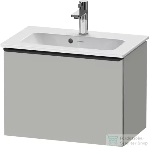 Duravit D-NEO 61x37,2 cm-es, 1 fiókos fali szekrény rozsdamentes fekete fogantyúval 234263XXX mosdóhoz, matt betonszürke DE42680BD070000