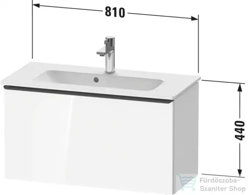 Duravit D-NEO 81x37,2 cm-es, 1 fiókos fali szekrény, króm fogantyúval, 234283XXX mosdóhoz, matt bazalt DE4269010430000