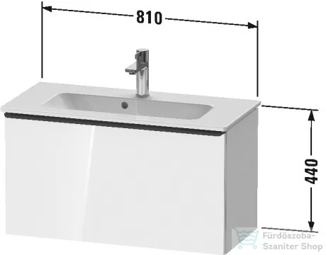 Duravit D-NEO 810x372 mm-es,1 fiókos függesztett szekrény 234283 mosdóhoz,Graphite Matt Decor DE426904949