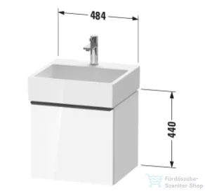 Duravit D-NEO 48,4x44,2 cm-es, 1 fiókos alsószekrény fekete fogantyúval 235050 mosdóhoz, matt dió DE42700BD790000