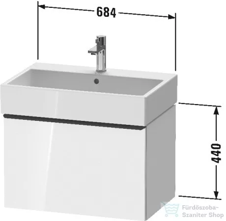 Duravit D-NEO 684x442 mm-es,1 fiókos függesztett szekrény 235070 mosdóhoz,White High Gloss Decor DE427202222