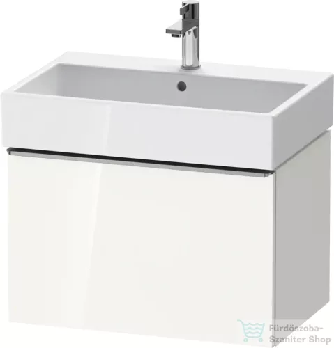 Duravit D-NEO 68,4x44,2 cm-es, 1 fiókos alsószekrény rozsdamentes acél színű fogantyúval 235070 mosdóhoz, fényes fehér DE4272070220000