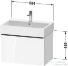 Duravit D-NEO 68,4x44,2 cm-es, 1 fiókos alsószekrény fekete fogantyúval 235070 mosdóhoz, matt fekete tölgy DE42720BD160000