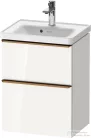 Duravit D-NEO 48,4x37,2 cm-es, 2 fiókos fali szekrény szálcsiszolt bronz fogantyúval 074250XXX mosdóhoz, fényes fehér DE4350004220000