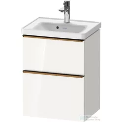   Duravit D-NEO 48,4x37,2 cm-es, 2 fiókos fali szekrény szálcsiszolt bronz fogantyúval 074250XXX mosdóhoz, fényes fehér DE4350004220000